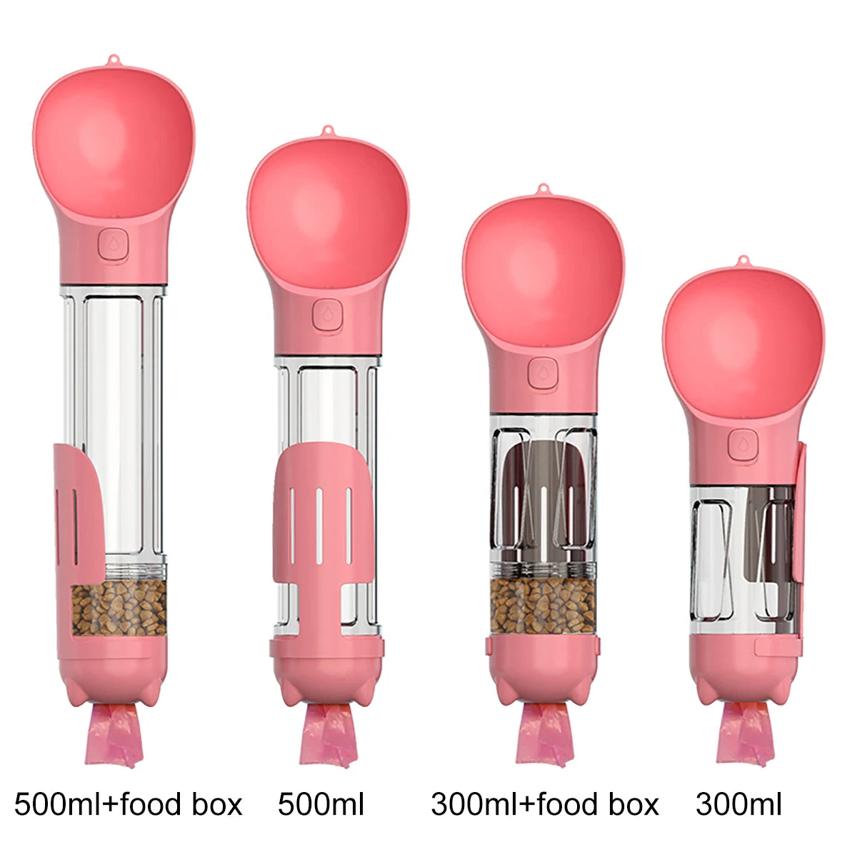 KOMMILIFE 3-in-1 Portable Pet Water Bottle & Feeder - Leak-Proof Dog Waterer with Poop Dispenser