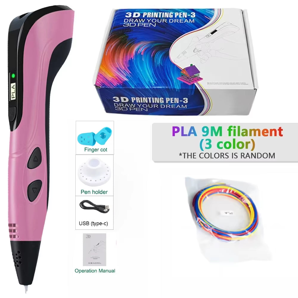 3D Printing Pen with LED Display 3D Pen Set for Kids Filament Children USB Drawing Tool Drawing Toy DIY