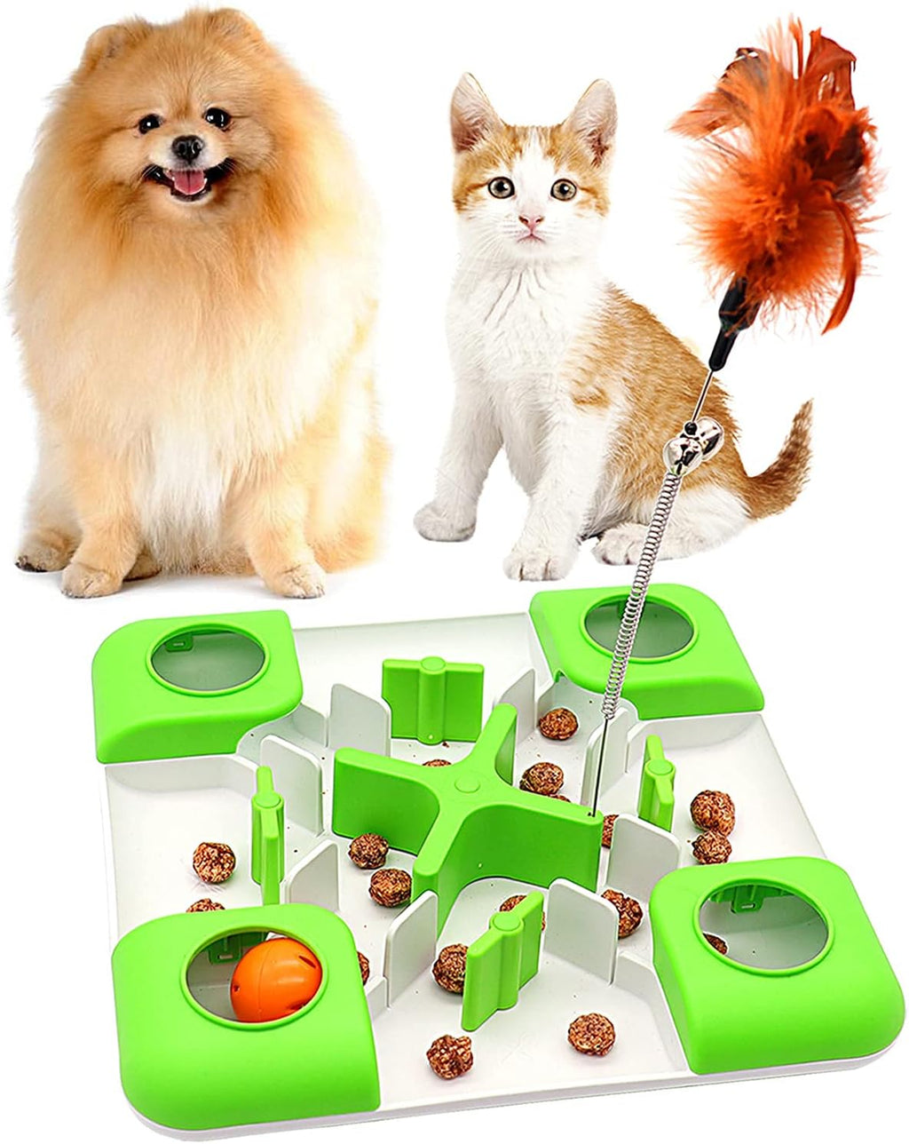 Cat Puzzle Feeder Treat Puzzle Toy, Cat Slow Feeder Food Dispenser, Interactive Treat Maze & IQ Training Toys for Indoor Cats Slow Feeder Cat Bowl for Healthy Eating Diet