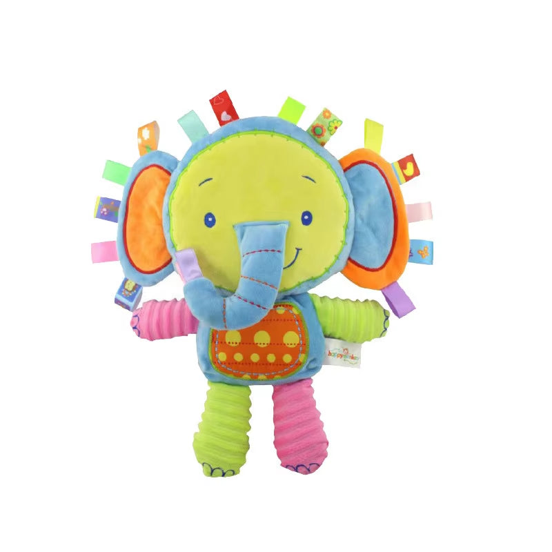 Baby Tags Stuffed Animal Soft Toy Lovey Elephant Plush Bell Toy Built-In Rattles Sensory Toy for Newborn Toddler Infant Gifts