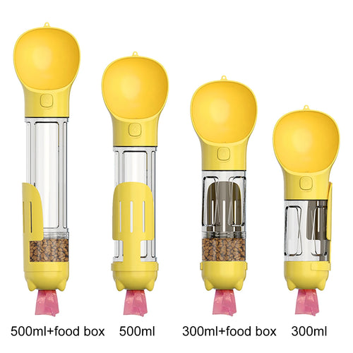 KOMMILIFE 3-in-1 Portable Pet Water Bottle & Feeder - Leak-Proof Dog Waterer with Poop Dispenser