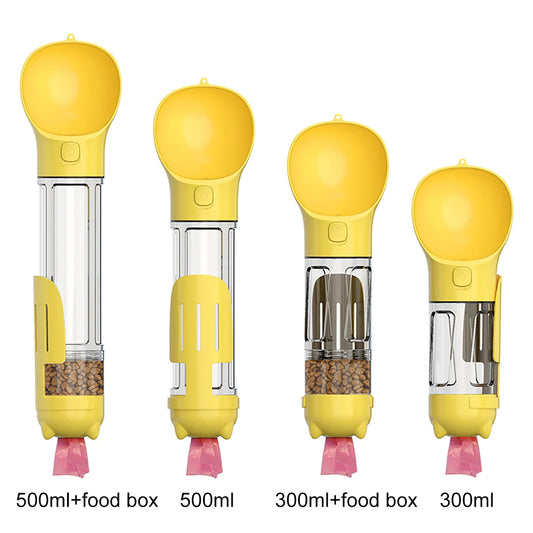 KOMMILIFE 3-in-1 Portable Pet Water Bottle & Feeder - Leak-Proof Dog Waterer with Poop Dispenser