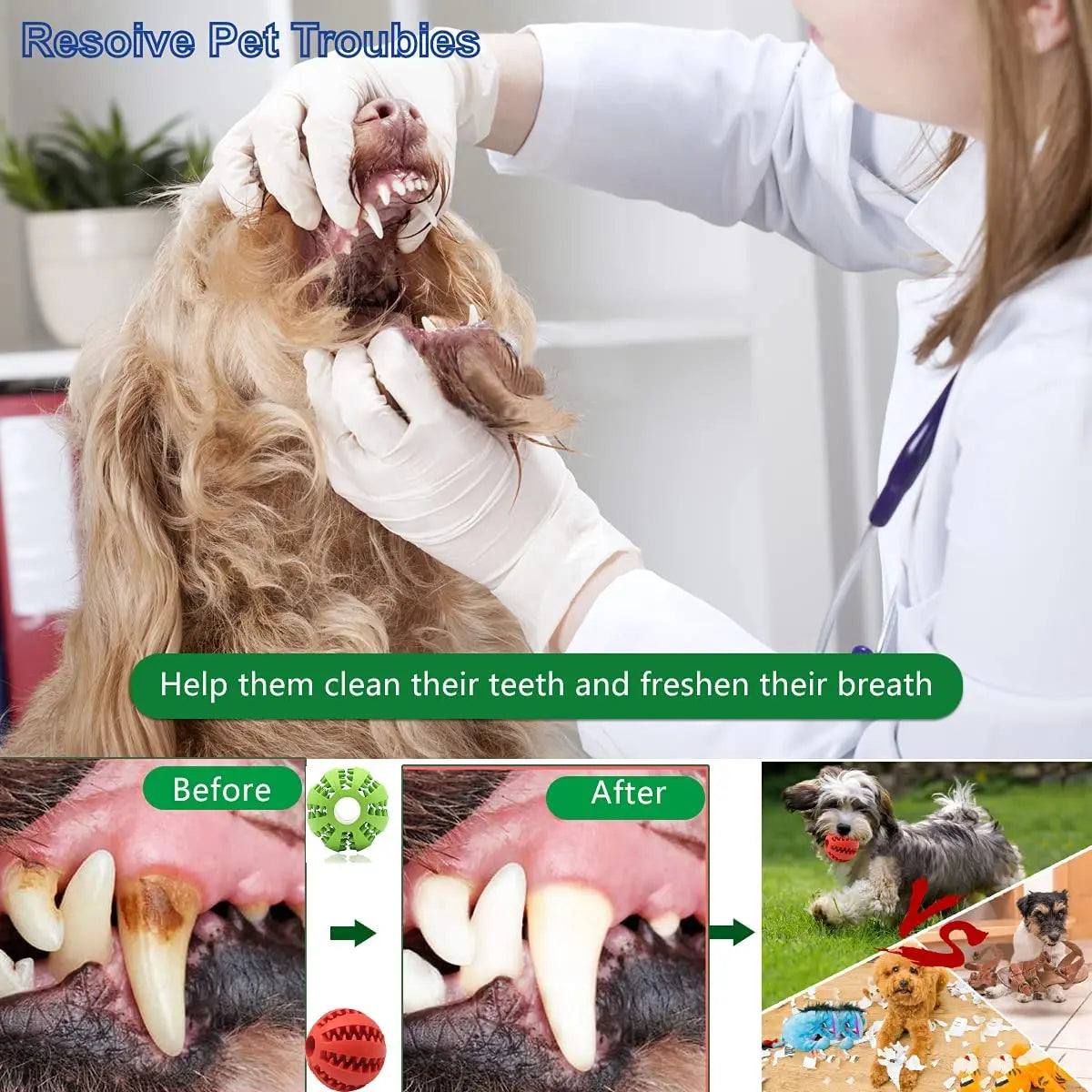 5Cm Extra-Tough Natural Rubber Dog Chew Toy - Interactive Tooth Cleaning Treat Ball for Happy Pets