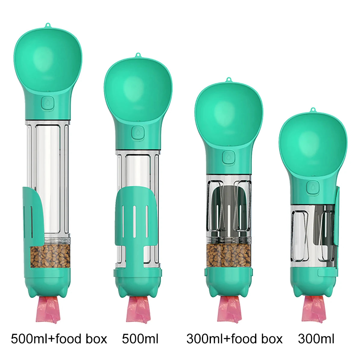 KOMMILIFE 3-in-1 Portable Pet Water Bottle & Feeder - Leak-Proof Dog Waterer with Poop Dispenser