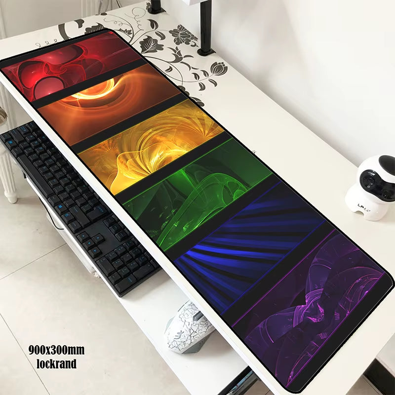 Abstract Red Mousepad Gamer 900X300X3Mm Gaming Mouse Pad Best Notebook Pc Accessories Christmas Gifts Padmouse Ergonomic Mats