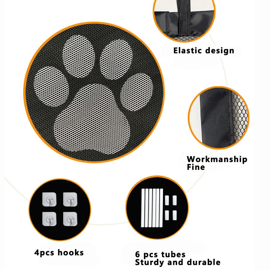 Durable Dog Gate Mesh with 4 Hooks - Indoor & Outdoor Safety Enclosure for Pets