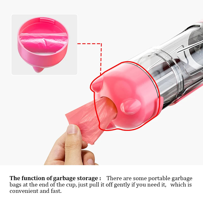 KOMMILIFE 3-in-1 Portable Pet Water Bottle & Feeder - Leak-Proof Dog Waterer with Poop Dispenser