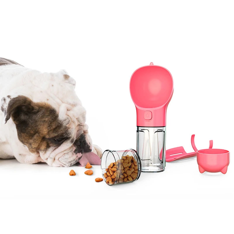 KOMMILIFE 3-in-1 Portable Pet Water Bottle & Feeder - Leak-Proof Dog Waterer with Poop Dispenser