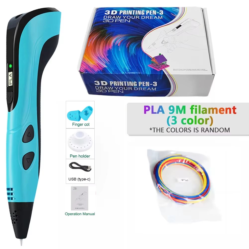 3D Printing Pen with LED Display 3D Pen Set for Kids Filament Children USB Drawing Tool Drawing Toy DIY
