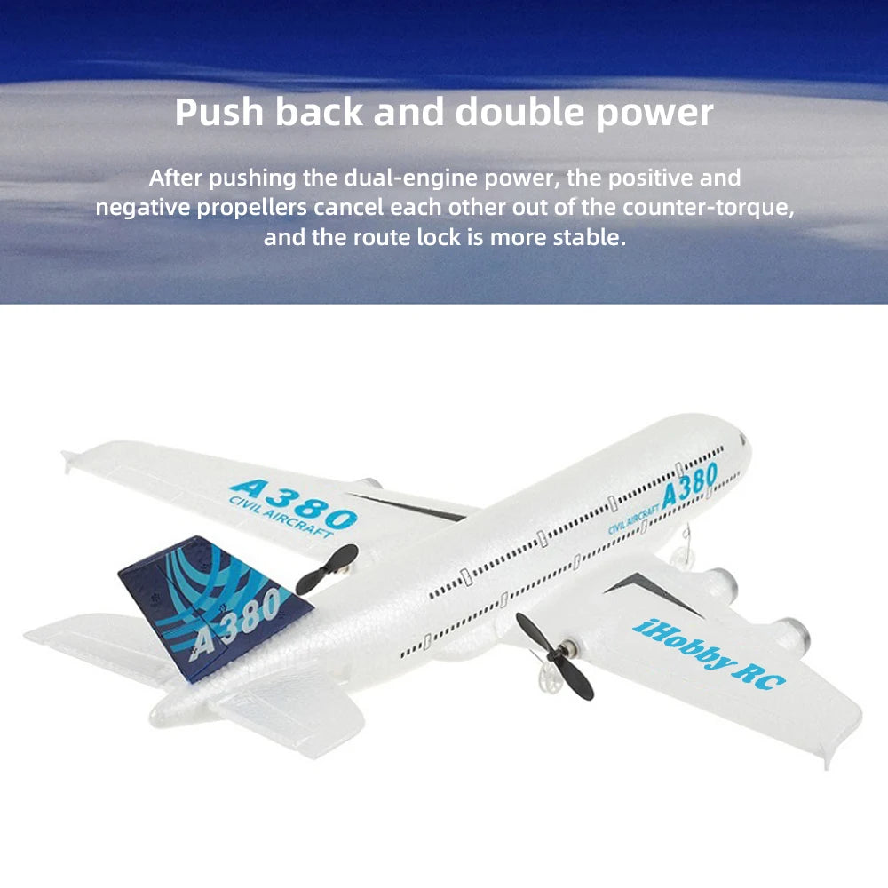 A380 2CH 3CH RC Airplane Airbus EPP Foam Aircraft Toy 2.4G Glide Fixed Wing RTF Plane Outdoor Toys Drone Children Birthday Gifts