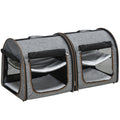 Premium Portable Soft-Sided Cat Carrier with Divider - Dual Compartments, Padded Comfort & Convenient Storage - Stylish Grey Design