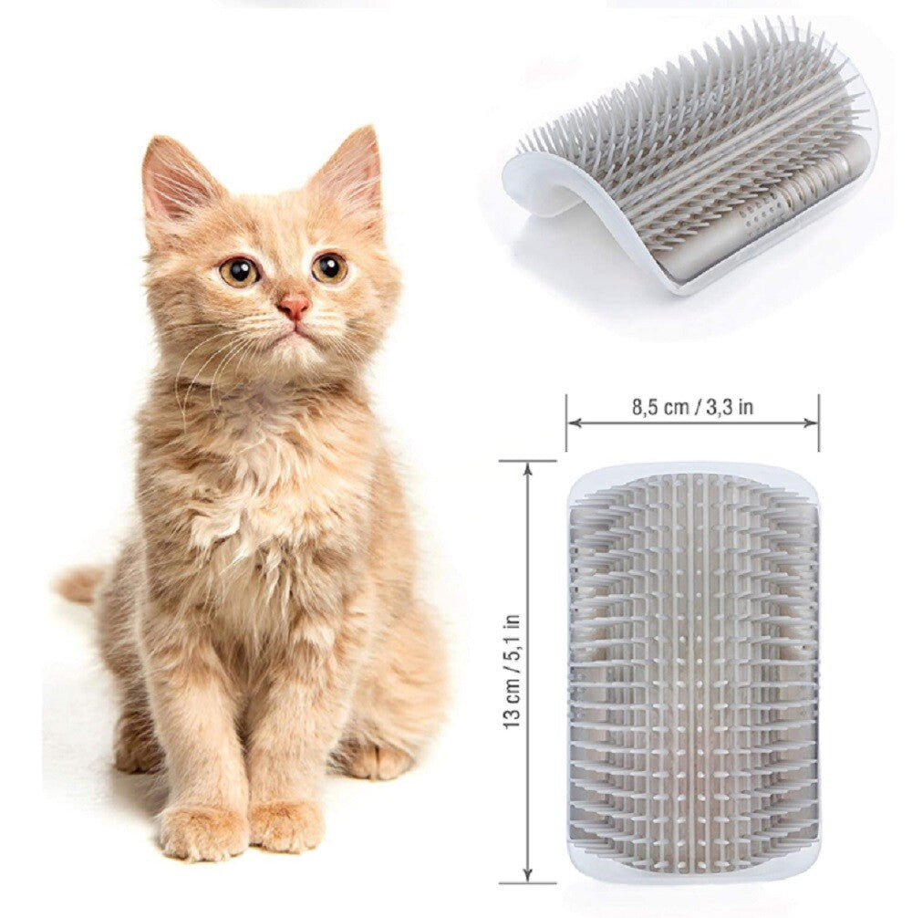Cat Self Groomer Wall Brush Corner Face Scratcher Massage Comb Catnip Holder