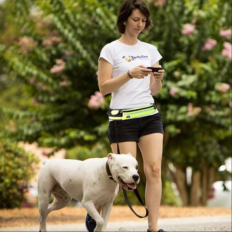 Ultimate Hands-Free Dog Leash with Shock Absorbing Bungee - Perfect for Large Dogs Up to 180lbs, Includes Phone Pocket & Water Bottle Holder!