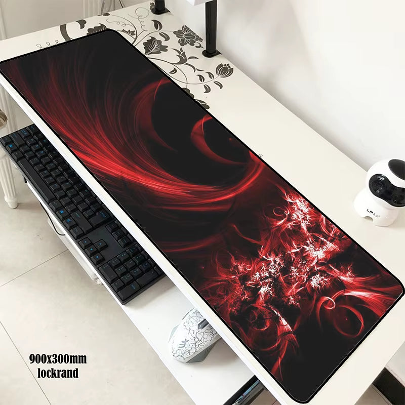 Abstract Red Mousepad Gamer 900X300X3Mm Gaming Mouse Pad Best Notebook Pc Accessories Christmas Gifts Padmouse Ergonomic Mats