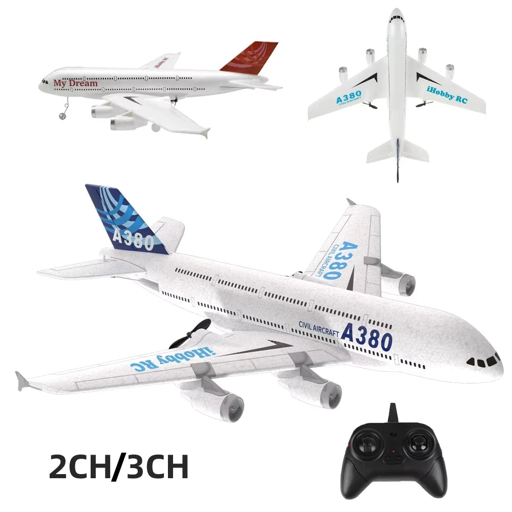 A380 2CH 3CH RC Airplane Airbus EPP Foam Aircraft Toy 2.4G Glide Fixed Wing RTF Plane Outdoor Toys Drone Children Birthday Gifts