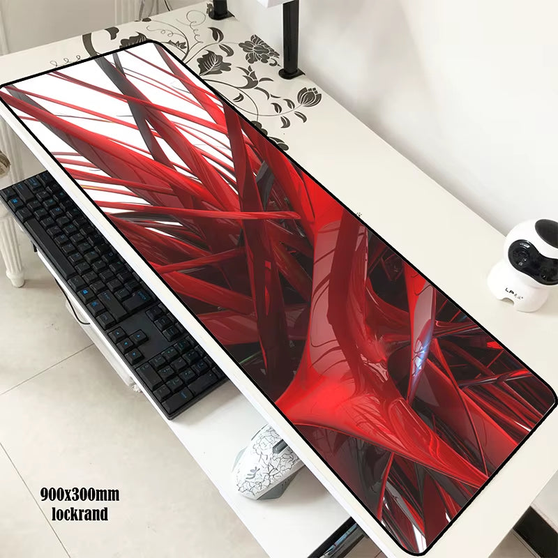Abstract Red Mousepad Gamer 900X300X3Mm Gaming Mouse Pad Best Notebook Pc Accessories Christmas Gifts Padmouse Ergonomic Mats
