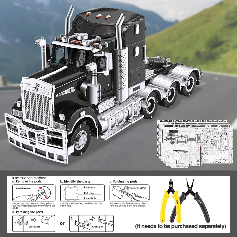 3D Metal Puzzles Trucks T909 Cars Mode Jigsaw for Adults Assembly DIY Set for Collection Birthday Gifts
