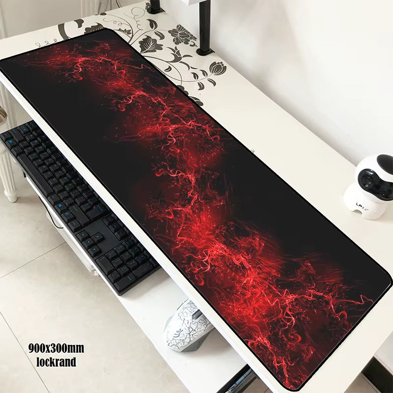 Abstract Red Mousepad Gamer 900X300X3Mm Gaming Mouse Pad Best Notebook Pc Accessories Christmas Gifts Padmouse Ergonomic Mats