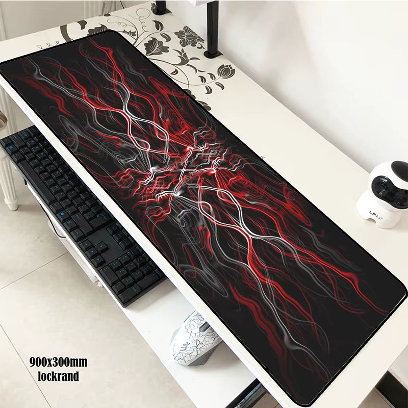 Abstract Red Mousepad Gamer 900X300X3Mm Gaming Mouse Pad Best Notebook Pc Accessories Christmas Gifts Padmouse Ergonomic Mats